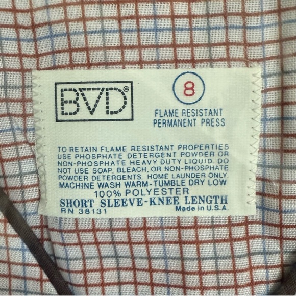 Vintage BVD Flame‑Resistant Permanent‑Press Pajamas Boys Size 8 Red/Blue Plaid - Picture 3 of 6